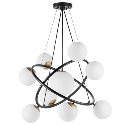 Люстра подвесная Croco 815397 Lightstar белая на 9 ламп, основание чёрное в стиле современный арт-деко молекула шар